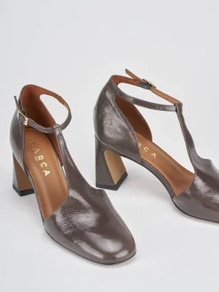 Décolleté e slingback tacco 5cm vernice grigio
