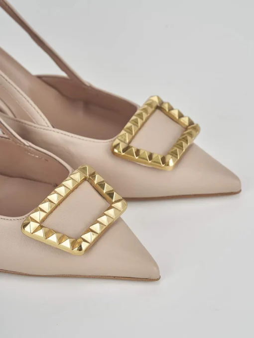 Décolleté e slingback tacco 8cm pelle rosa