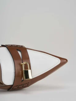 Décolleté e slingback tacco 3cm pelle marrone