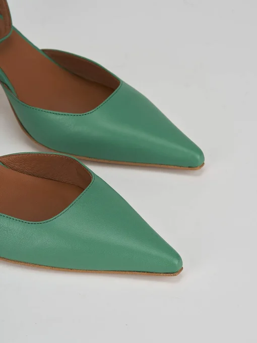 Décolleté e slingback tacco 7cm pelle verde