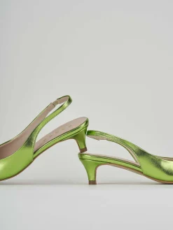 Décolleté e slingback tacco 3cm laminato verde
