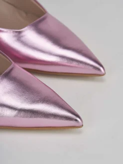 Décolleté e slingback tacco 3cm laminato rosa