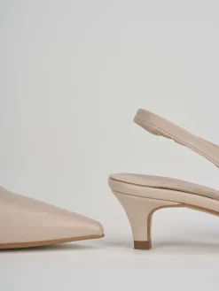 Décolleté e slingback tacco 3cm pelle beige