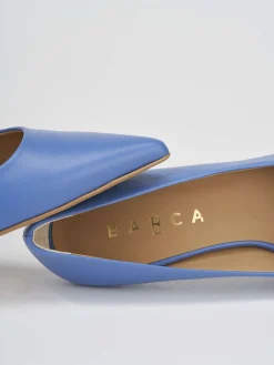 Décolleté e slingback tacco 7cm pelle azzurro