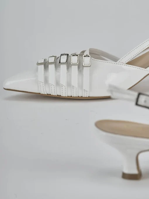 Décolleté e slingback tacco 4cm vernice bianco