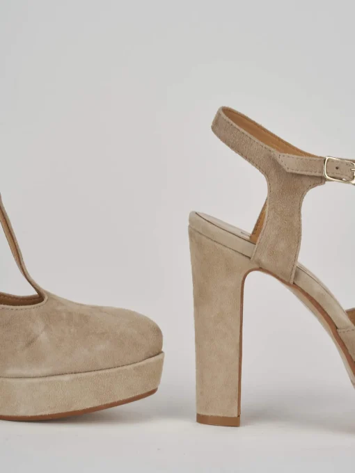 Décolleté e slingback tacco 11cm camoscio beige