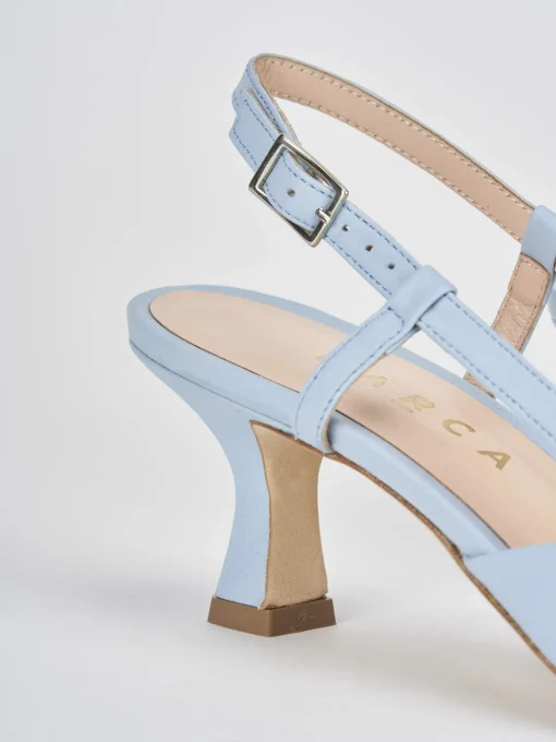 Décolleté e slingback tacco 5cm pelle azzurro