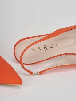 Décolleté e slingback tacco 3cm licra arancio