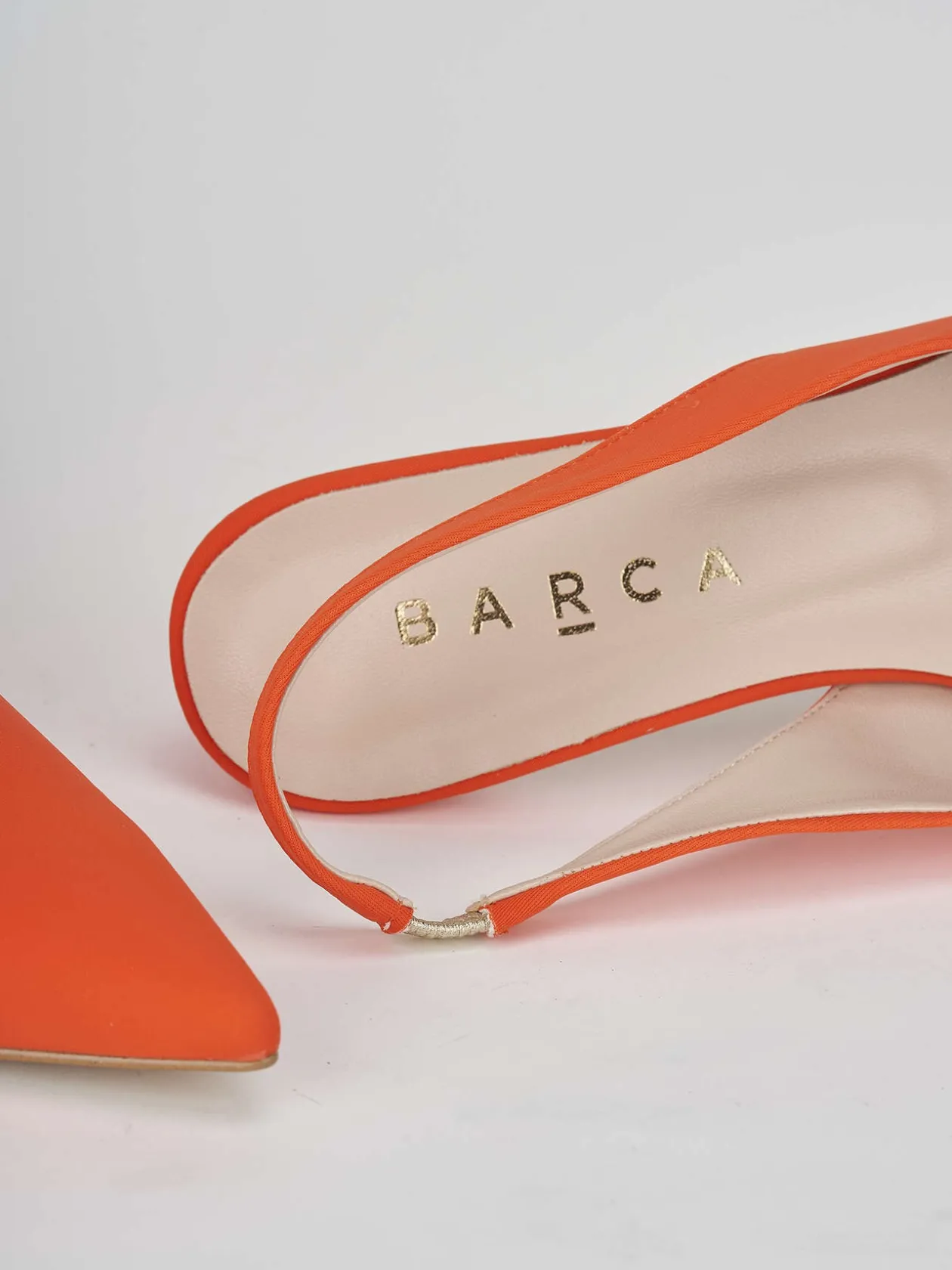 Décolleté e slingback tacco 3cm licra arancio