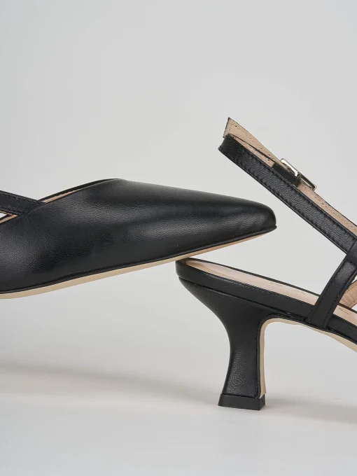 Décolleté e slingback tacco 5cm pelle nero