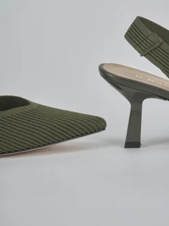 Décolleté e slingback tacco 7cm pelle verde
