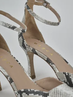 Décolleté e slingback tacco 8cm pitone beige