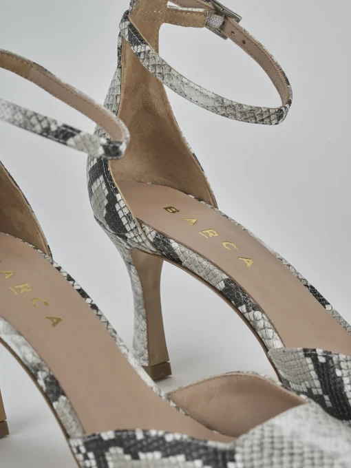 Décolleté e slingback tacco 8cm pitone beige