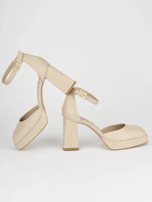Décolleté e slingback tacco 9cm pelle beige