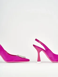 Décolleté e slingback tacco 9cm raso rosa
