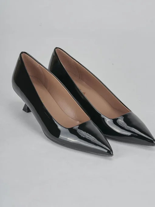 Décolleté e slingback tacco 5cm vernice nero