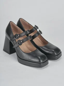 Décolleté e slingback tacco 7cm pelle nero
