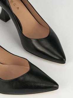 Décolleté e slingback tacco 7cm pelle nero
