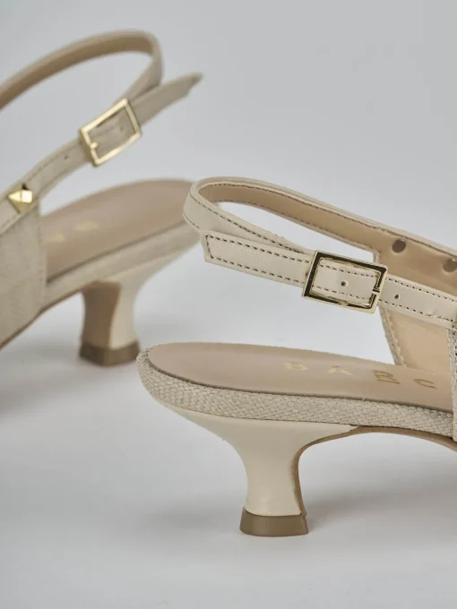 Décolleté e slingback tacco 4cm pelle beige