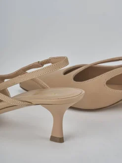 Décolleté e slingback tacco 5cm pelle marrone