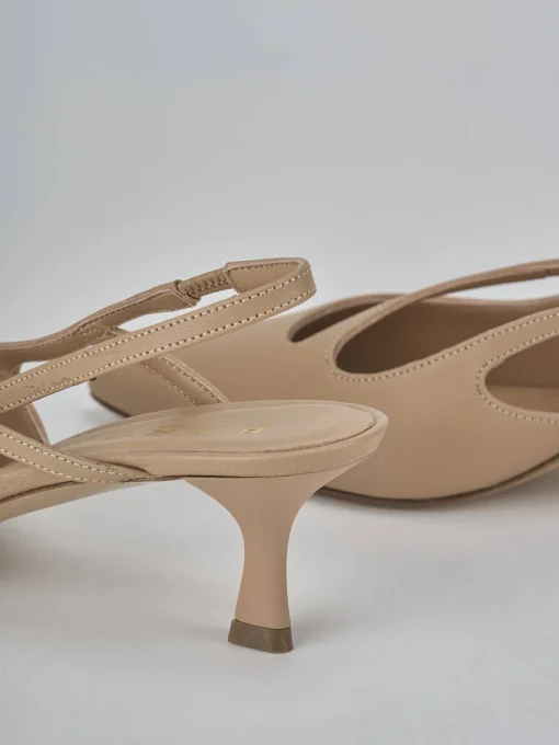 Décolleté e slingback tacco 5cm pelle marrone