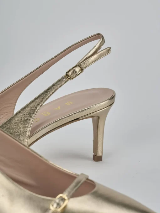Décolleté e slingback tacco 7cm pelle oro