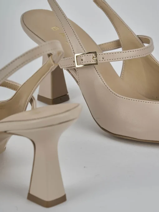 Décolleté e slingback tacco 7cm pelle beige