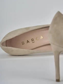 Décolleté e slingback tacco 7cm camoscio beige