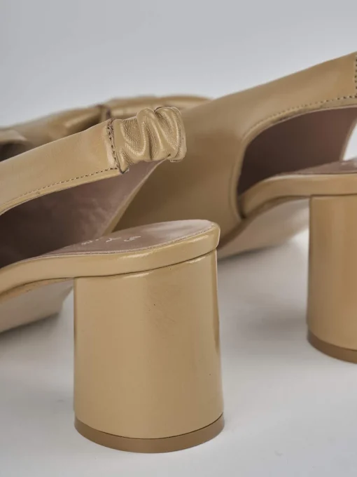 Décolleté e slingback tacco 8cm pelle marrone