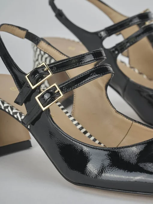 Décolleté e slingback tacco 5cm vernice nero