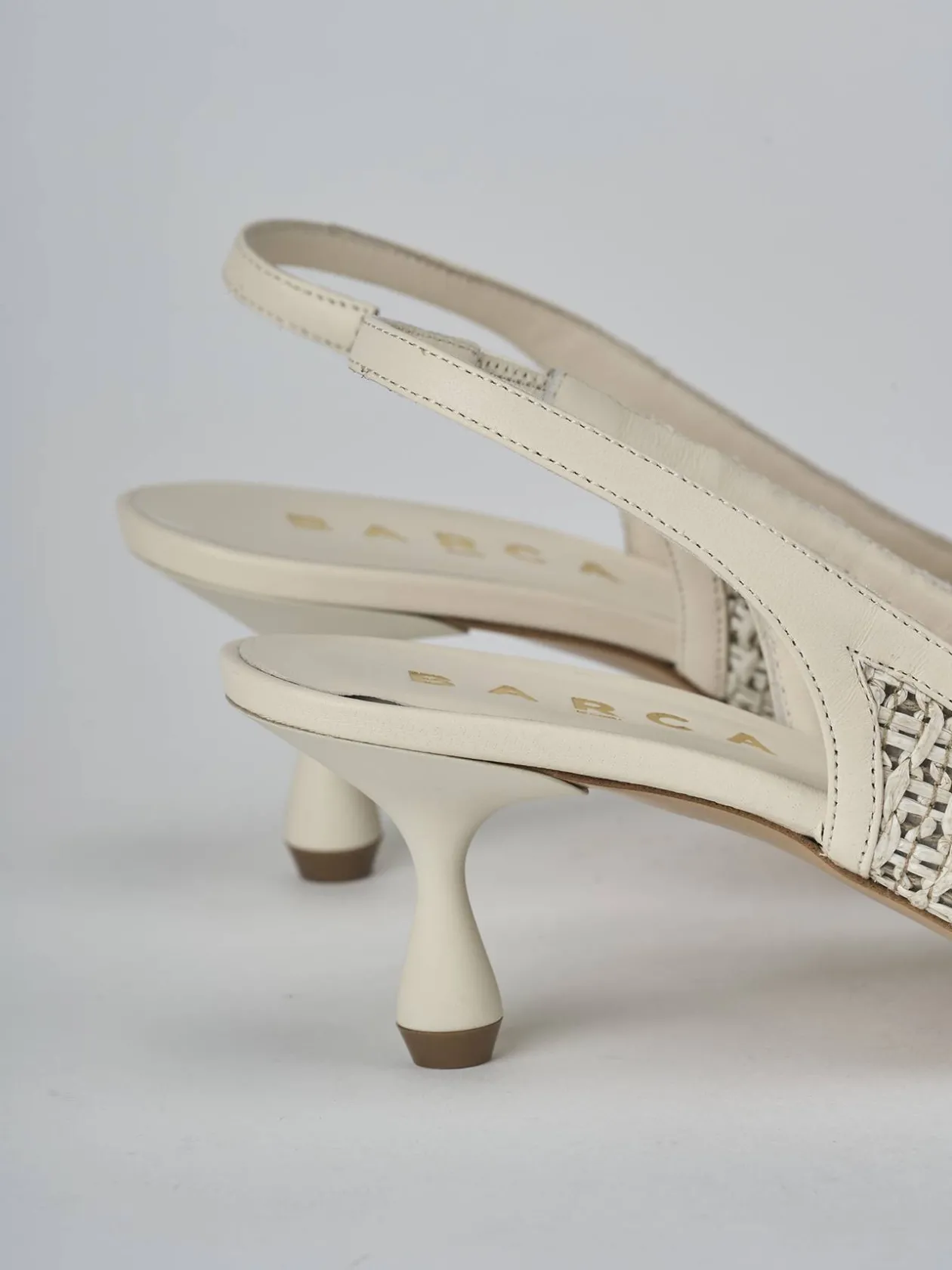 Décolleté e slingback tacco 5cm pelle beige