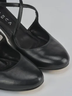 Décolleté e slingback tacco 7cm pelle nero
