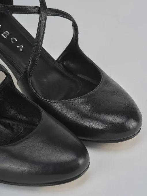 Décolleté e slingback tacco 7cm pelle nero