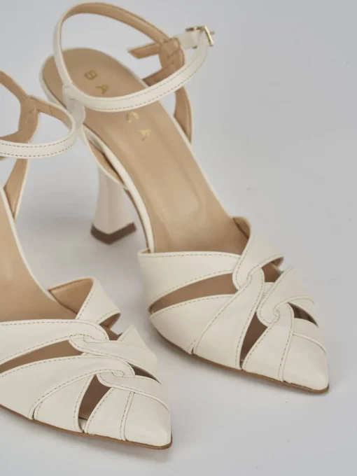 Décolleté e slingback tacco 9cm pelle bianco