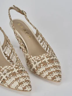 Décolleté e slingback tacco 7cm pelle beige