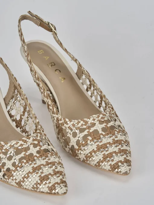 Décolleté e slingback tacco 7cm pelle beige