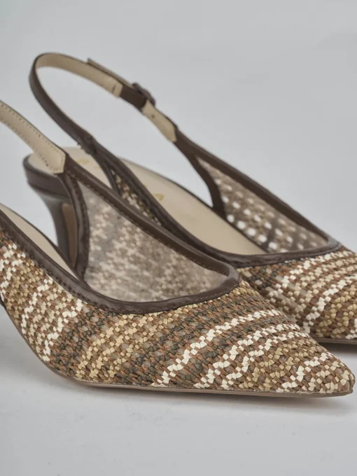 Décolleté e slingback tacco 5cm pelle testa