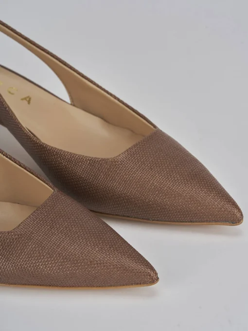Décolleté e slingback tacco 4cm pelle testa