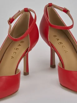 Décolleté e slingback tacco 7cm pelle rosso
