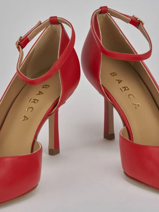 Décolleté e slingback tacco 7cm pelle rosso