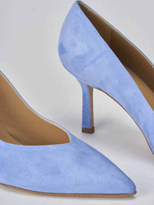 Décolleté e slingback tacco 7cm camoscio jeans