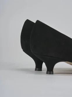 Décolleté e slingback tacco 3cm camoscio nero