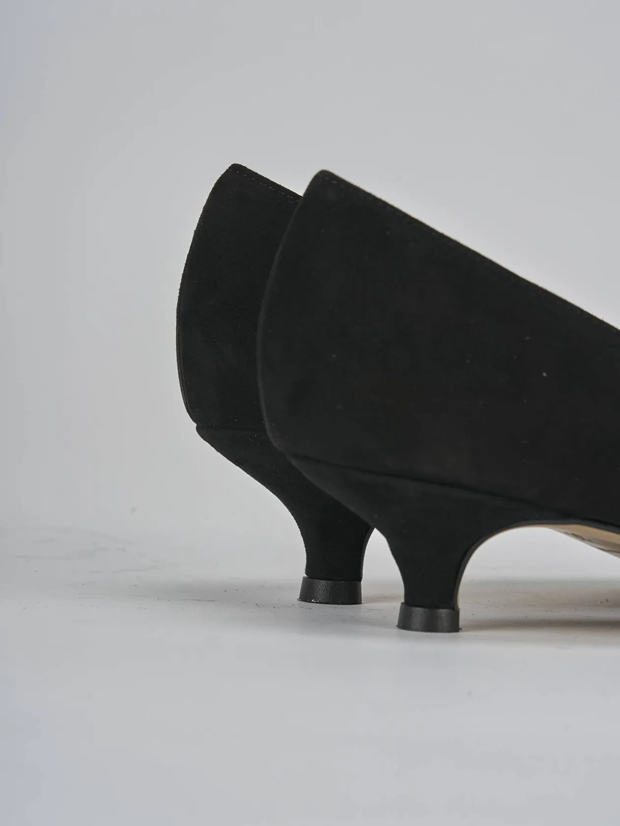Décolleté e slingback tacco 3cm camoscio nero