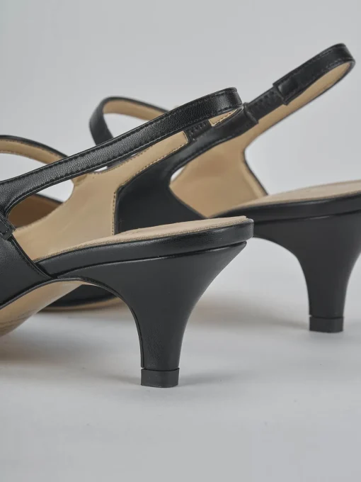 Décolleté e slingback tacco 4cm pelle nero