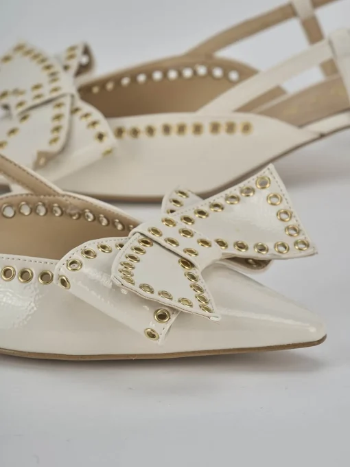 Décolleté e slingback tacco 4cm vernice bianco