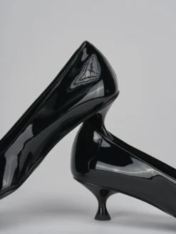 Décolleté e slingback tacco 4cm vernice nero