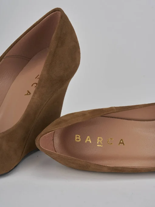 Décolleté e slingback tacco 9cm camoscio marrone