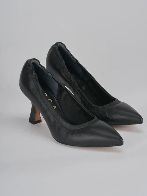 Décolleté e slingback tacco 7cm pelle nero