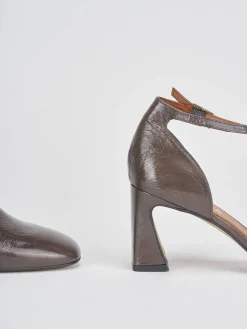 Décolleté e slingback tacco 5cm vernice grigio
