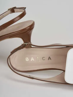 Décolleté e slingback tacco 3cm pelle marrone